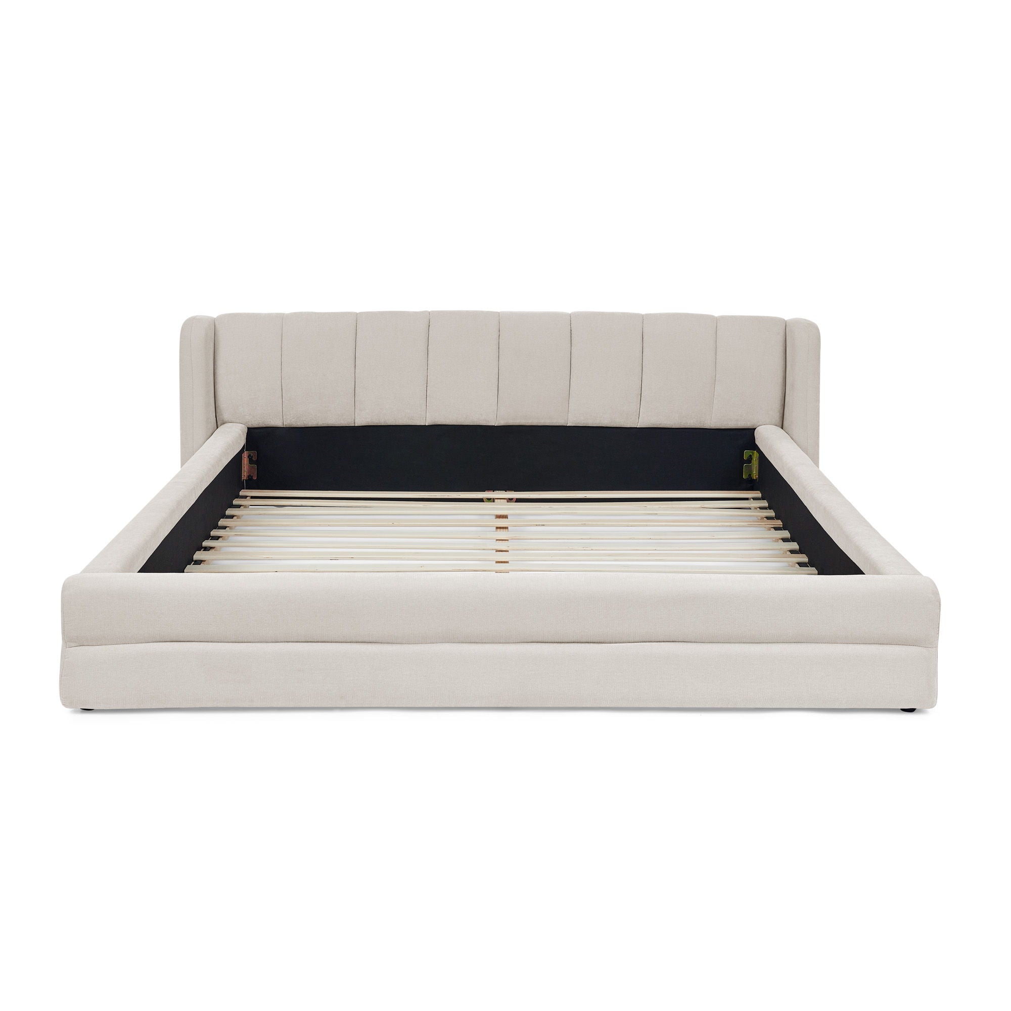 Modern Upholstered Bed Frame With Thick Fabric And Headboard