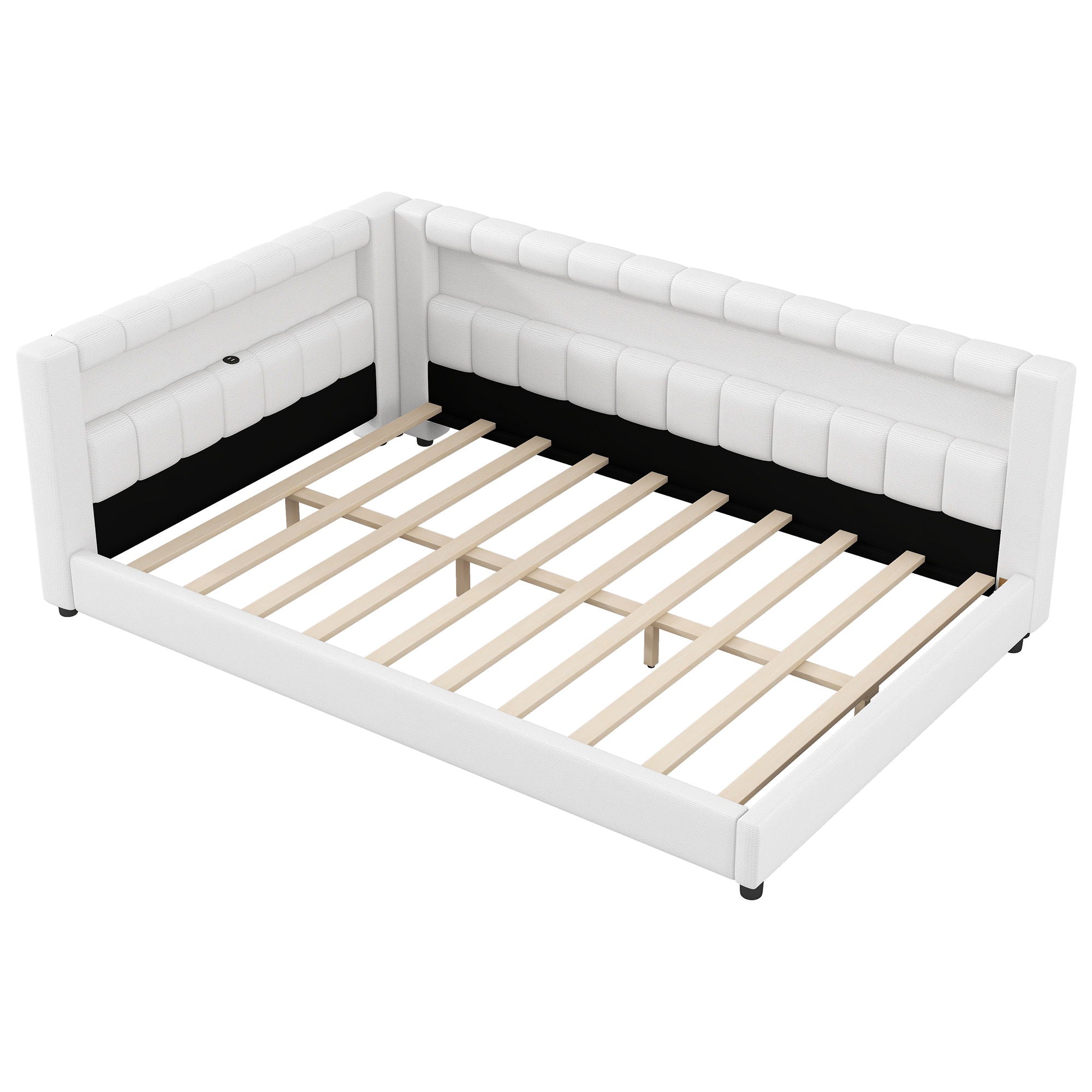 Upholstered Platform Bed With LED Belt And USB Ports