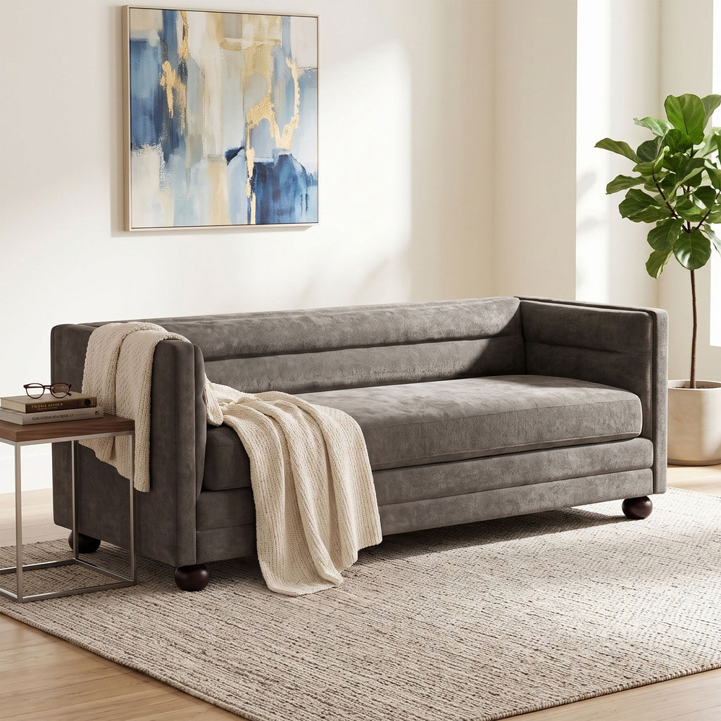 3 Seater Sofa Upholstery With Square Arms, Living Room Couch