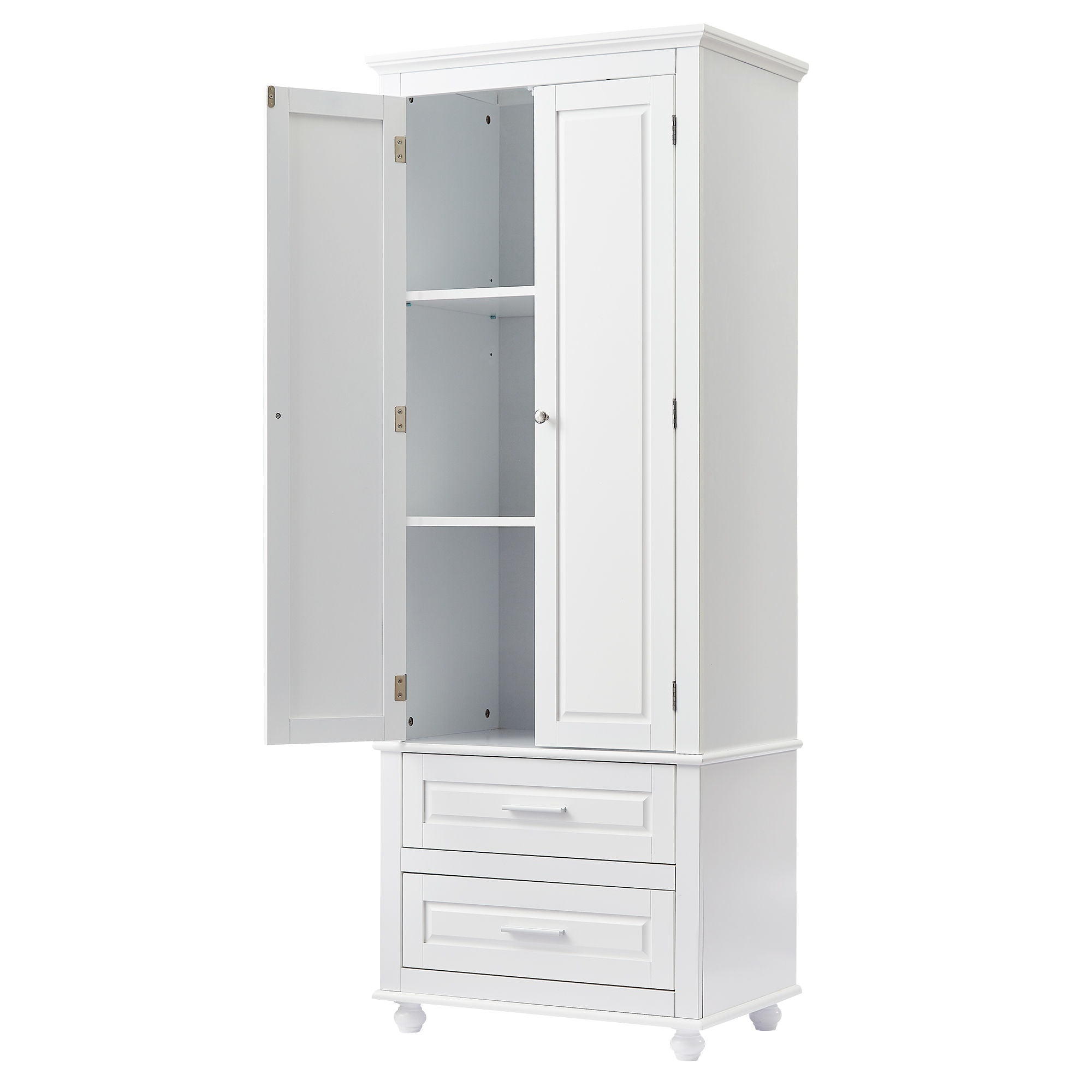 Tall Storage Cabinet With 2 Drawers For Bathroom