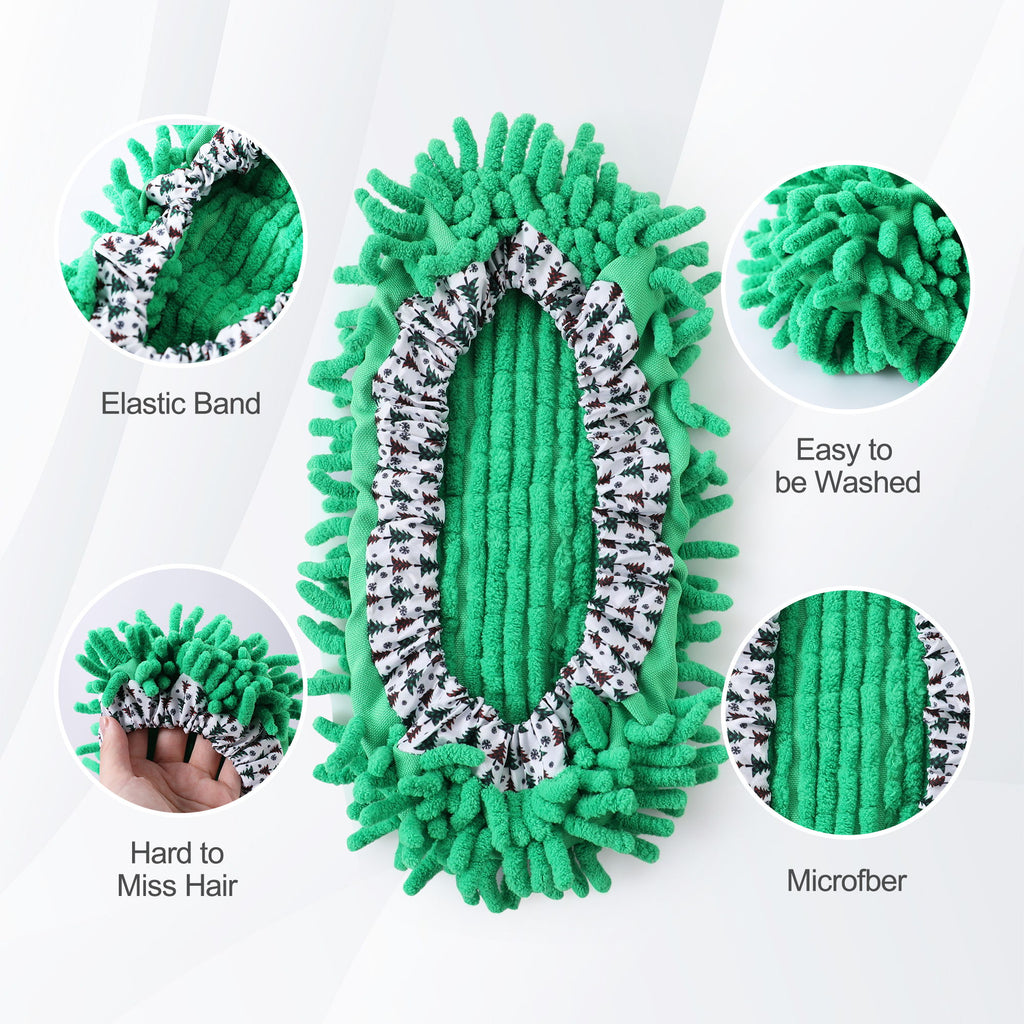 Microfiber Mop Slippers For Floor Cleaning, Machine Washable, 3 Pieces - Blue / Green / Red