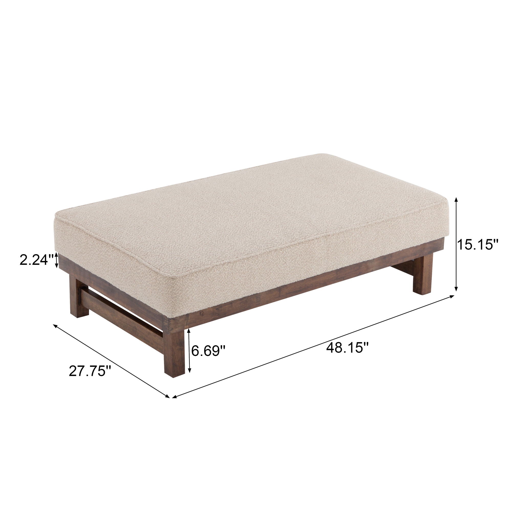 Modern Upholstered Cocktail Ottoman Bench With Cushion Top