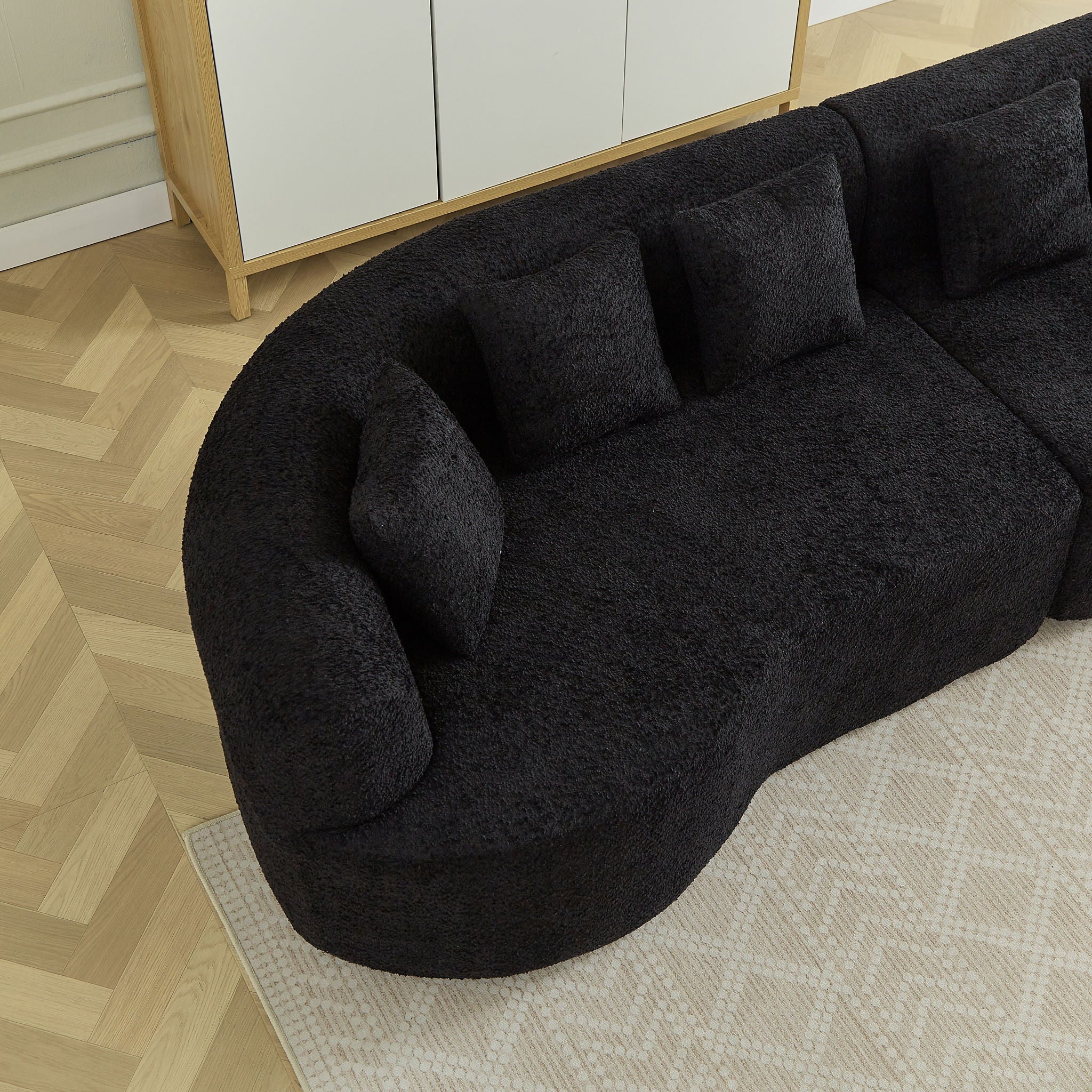 Curved Sectional Sofa With 6 Pillows