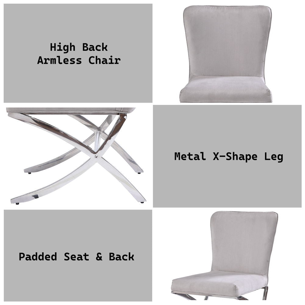 Daire - Side Chair (Set of 2) - Light Gray Velvet & Chrome