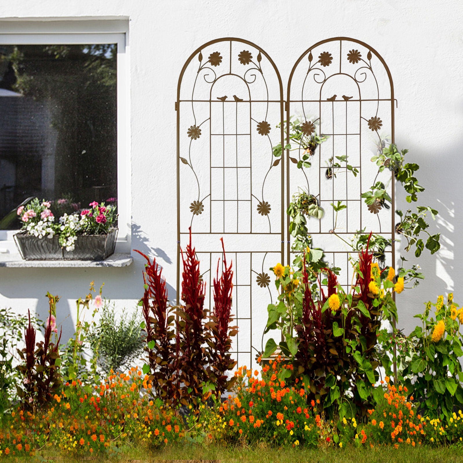 Metal Garden Trellis Rustproof Trellis For Climbing Plant Outdoor Flower Support