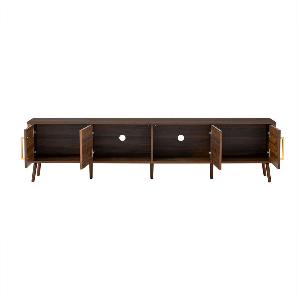 TV Stand For TVs Up To 85" With Fluted Door, Cable Management, Soft-Closing Hinges - Walnut