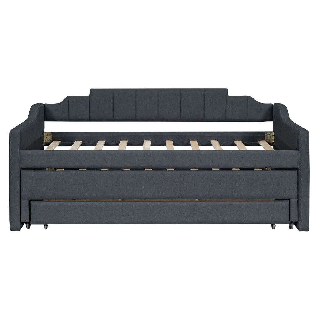 Upholstered Simple Design Daybed With Trundle And 3 Drawers