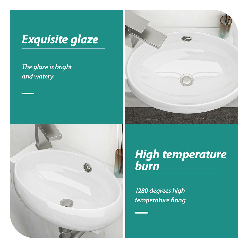 Modern Aesthetic Rectangle Wall Mount Bathroom Sink With Single Faucet Hole