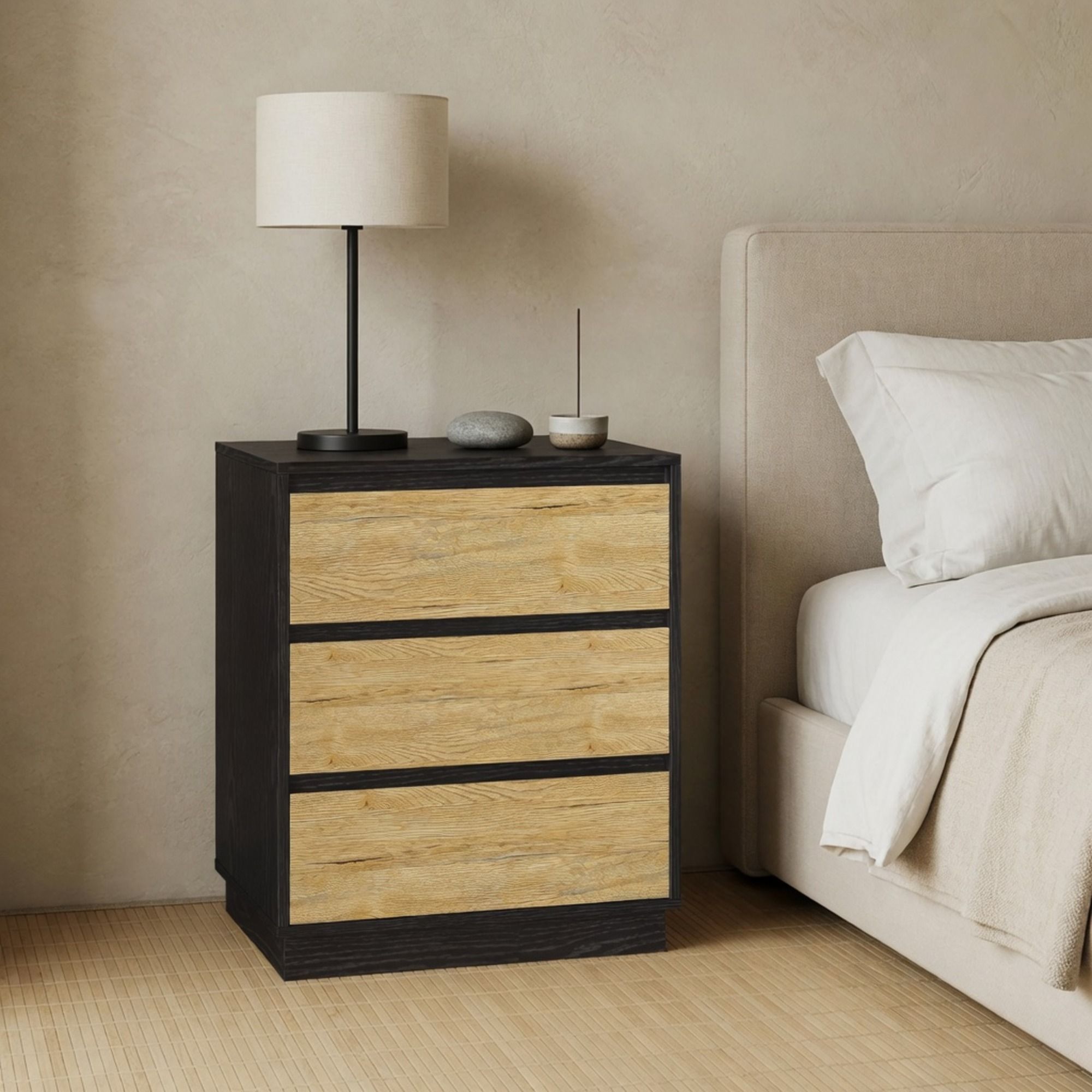 3 Drawer Nightstand, Bedroom Side Table