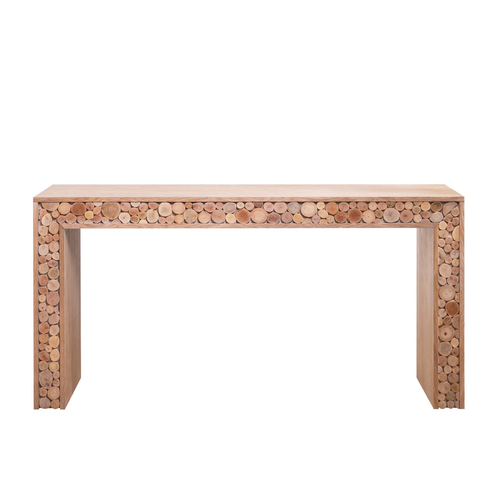 Rustic Wood Console Table With Natural Log Accents, Entryway Table, Narrow Sofa Table, Hallway Accent Table, Modern Farmhouse Style - Natural