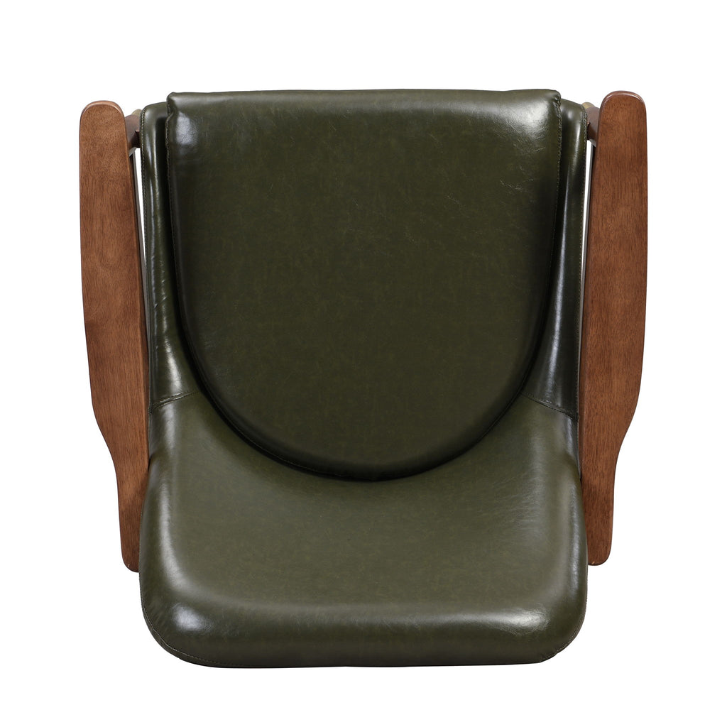 Mid - Century Accent Chair With Cushioned Seat, Brass Tipped Legs