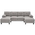 U-Shaped Sectional Sofa 103.5" Fabric Couch With Dual Chaise Lounges, Storage Pockets, Armrest Pillows