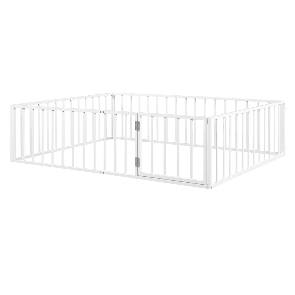 Metal Floor Bed Frame With Fence And Door
