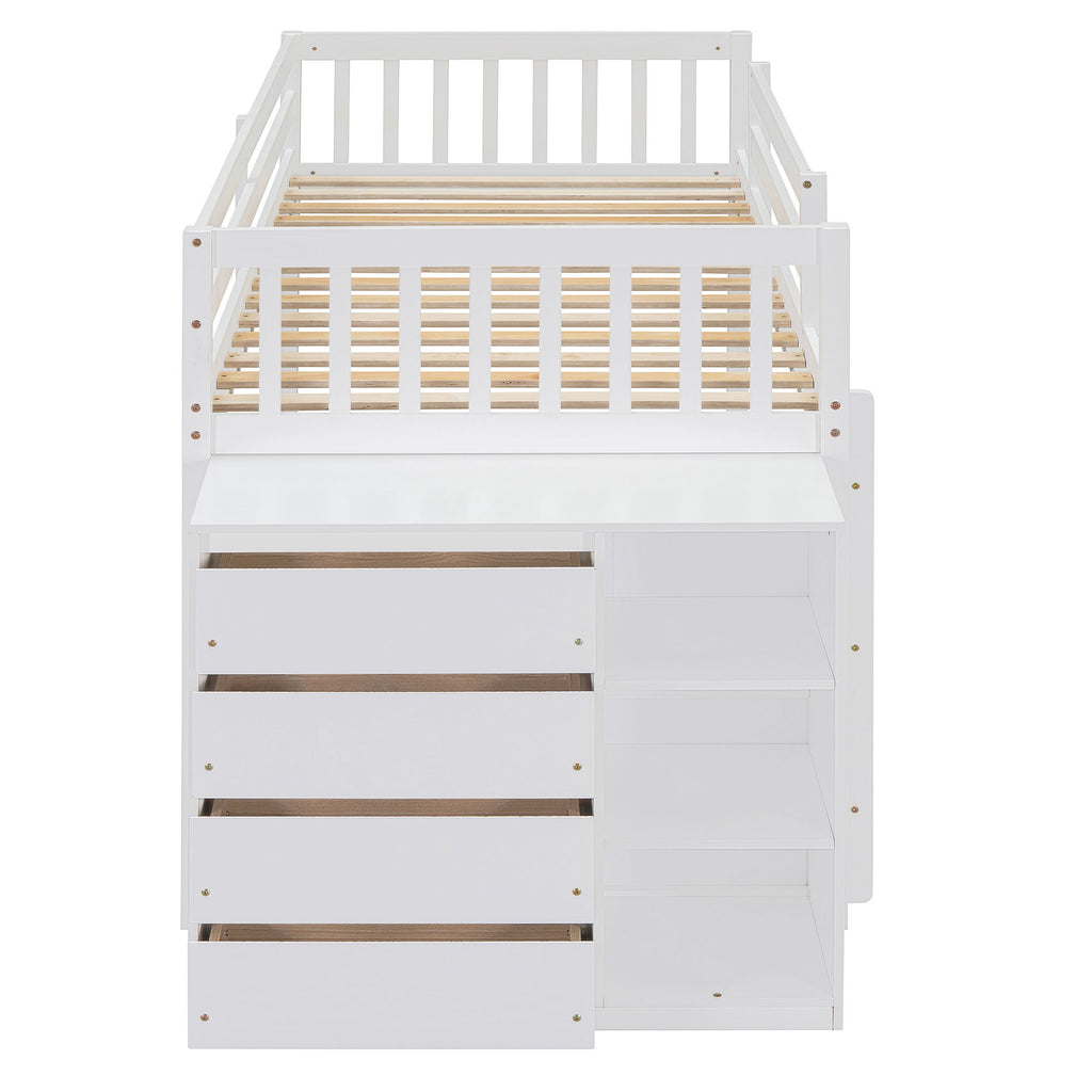 Bunk Bed With 4 Drawers And 3 Shelves