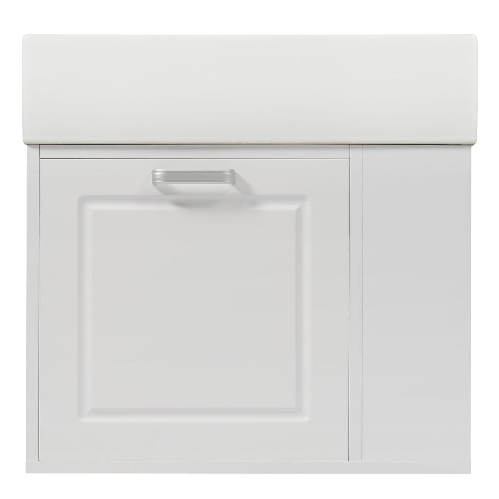 Modern Wall Mounted Bathroom Vanity With Sink, Soft Close Drawer, Adjustable Shelf, Toilet Paper Holder