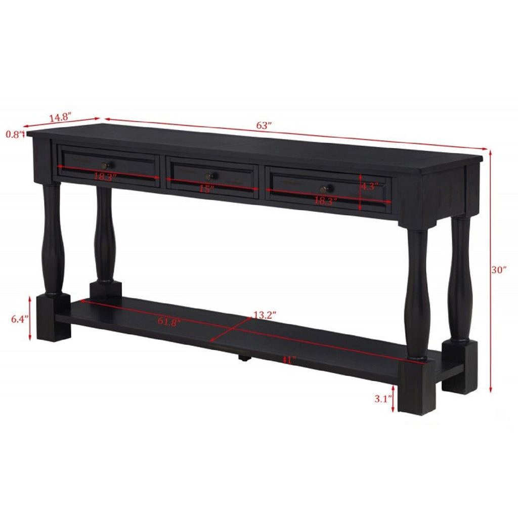 Long Console Table With Drawers And Shelf