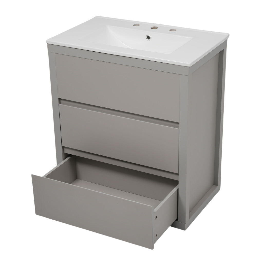 Double Sinks Bathroom Vanity Set With 2 Ceramic Basins