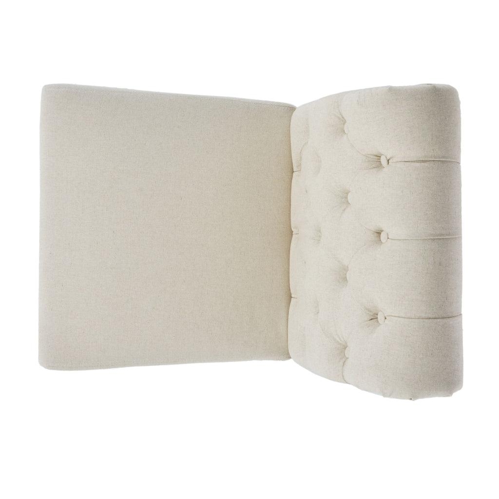 Dining Rolltop Chairs (Set of 2), Upholstered Armless Chair With Wood Leg - Ivory