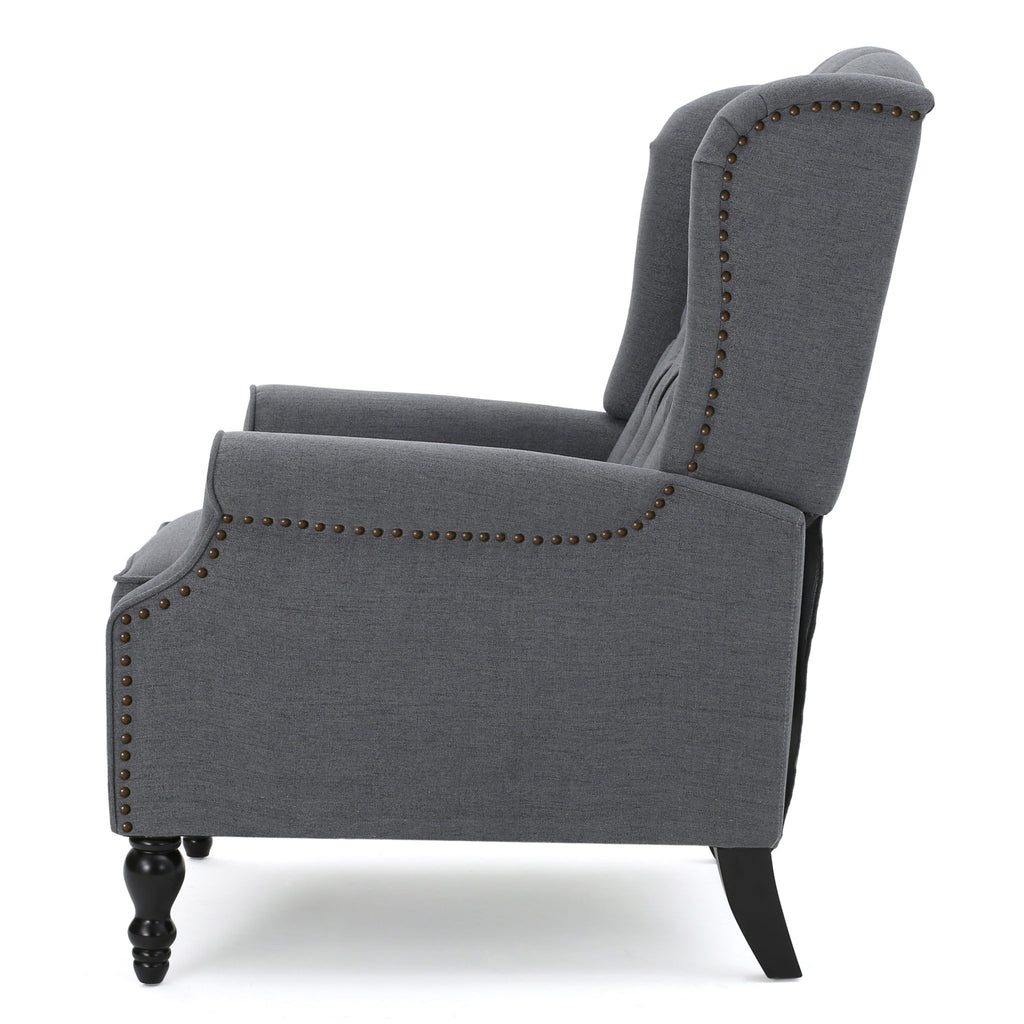 Armchair Recliner With Pushback Mechanism And Wingback Design