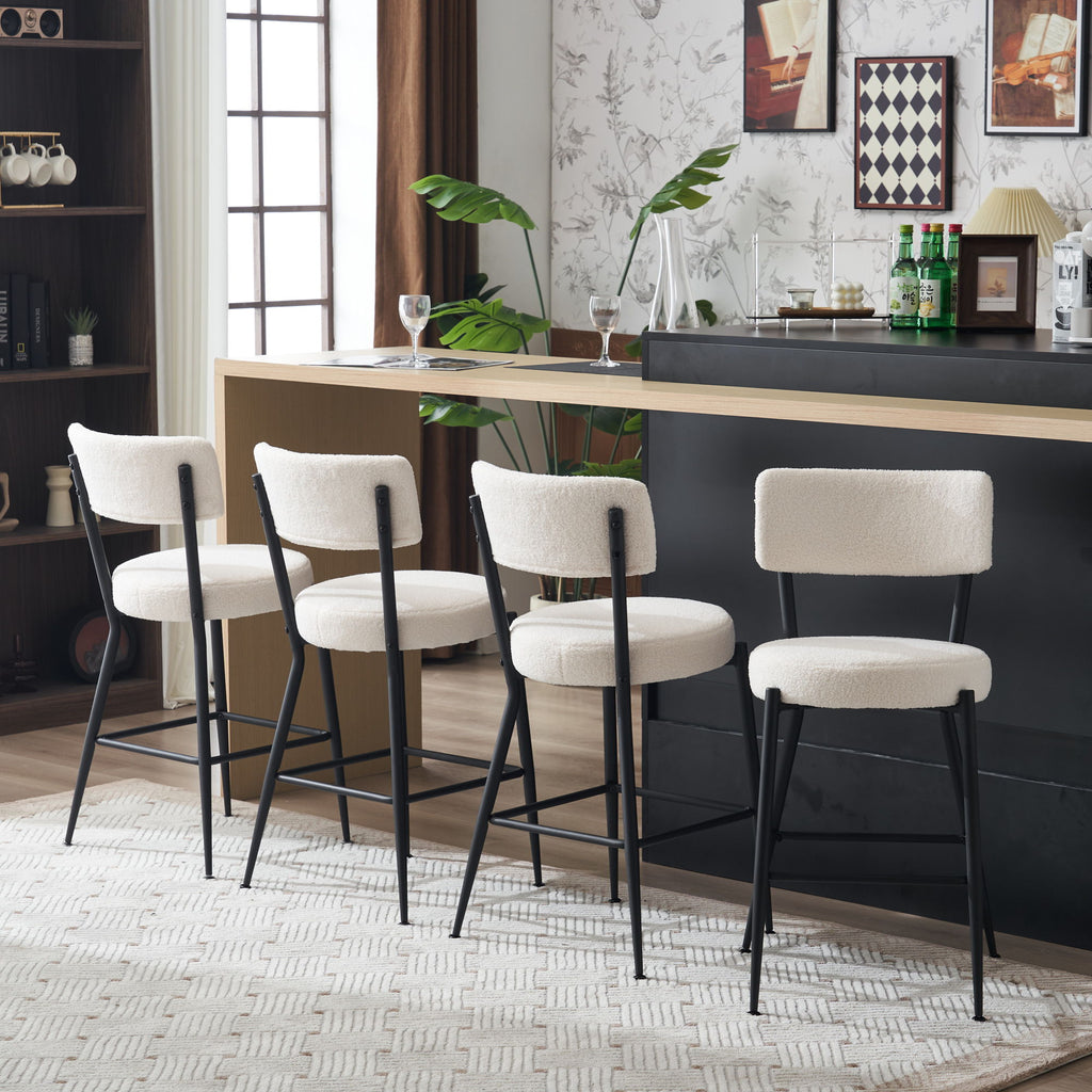 Modern Teddy Fabric Upholstered Bar Stools - Legs