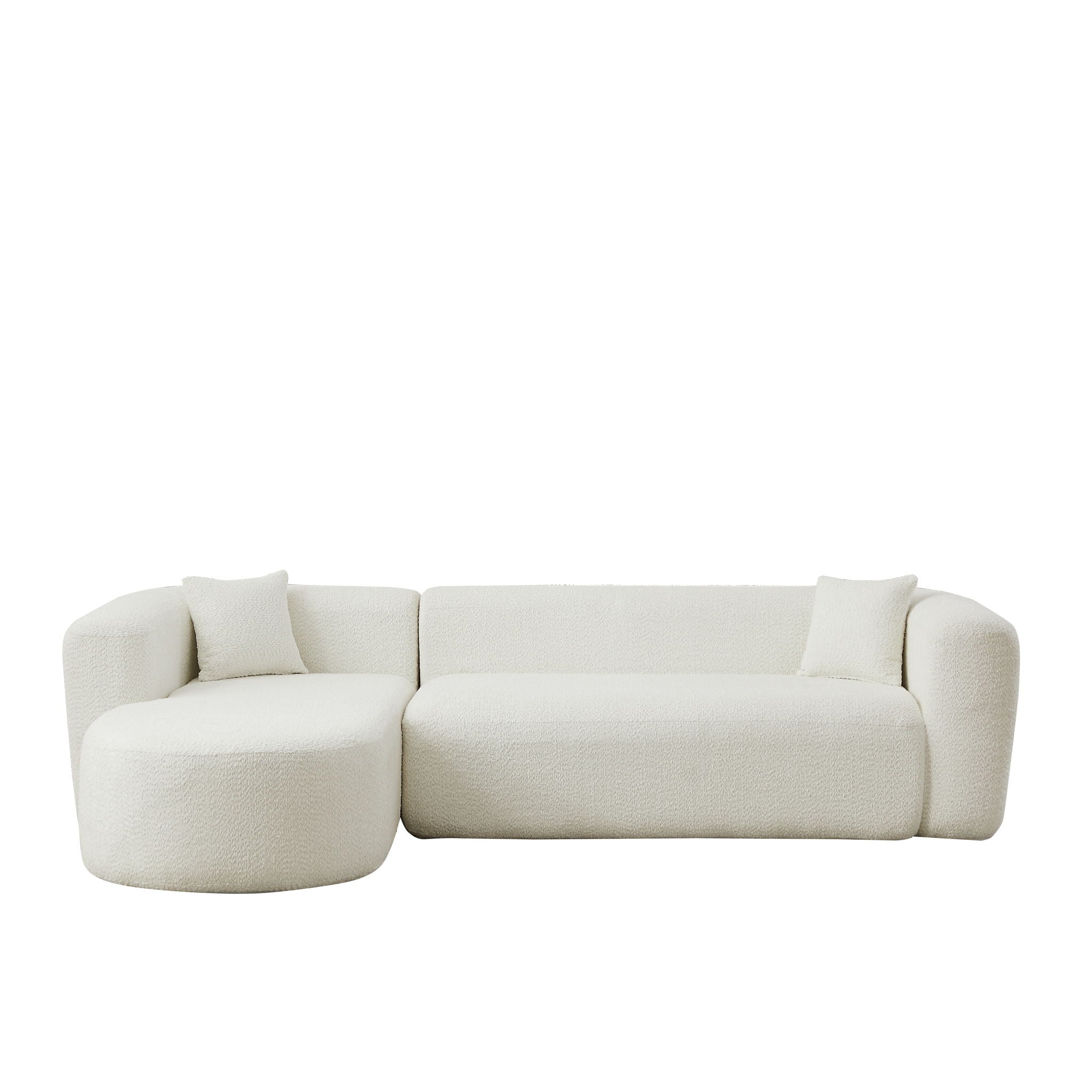 L - Shape Boneless Cloud Couch With 2 Throw Pillows For Living Room