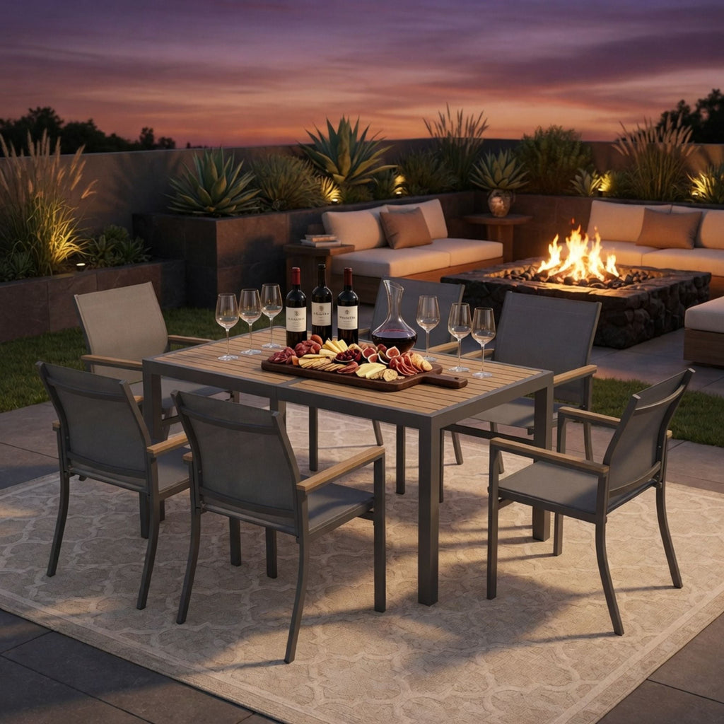 Outdoor Patio Chairs, Ergonomic (Set of 6) - Gray