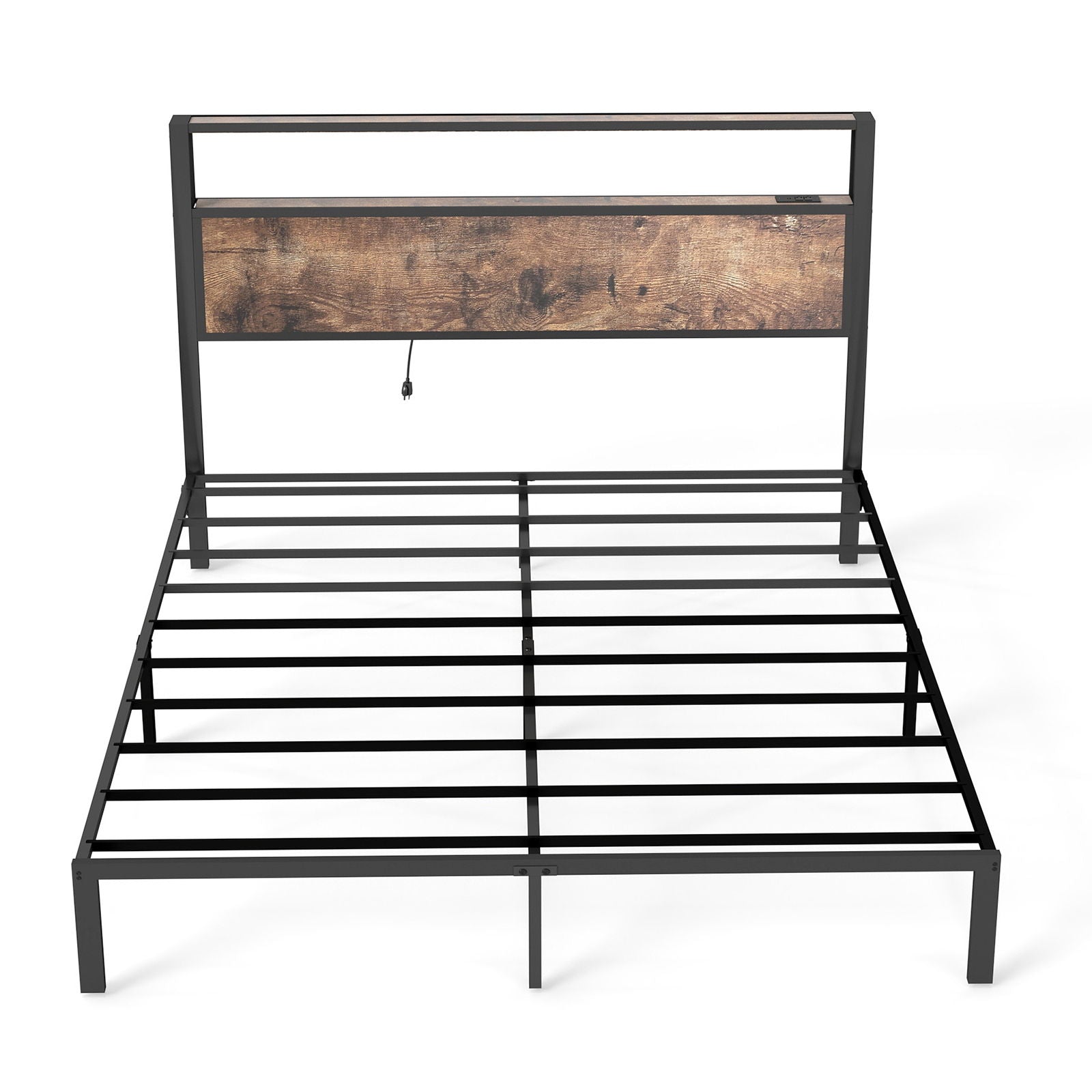 Bed Frame With Headboard, LED Lights & Charging Station