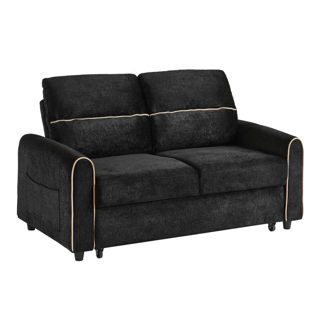 Pull Out Sofa Bed With Adjustable 3 Position Backrest, USB Charging Ports, Side Pockets