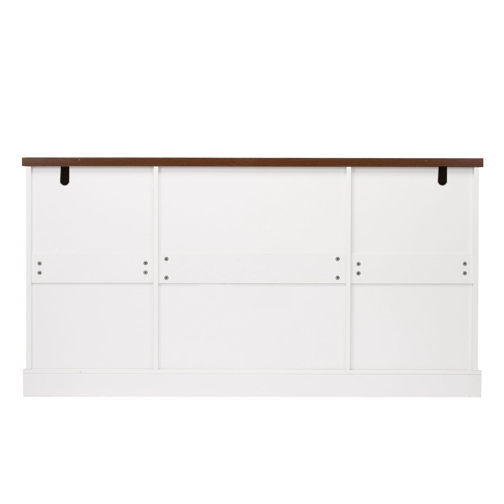 Barn Door Storage Cabinet With 2 Drawers & Door Rack, Adjustable Shelves