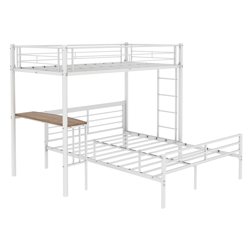 Bunk Bed With Built In Desk & Guardrail Frame