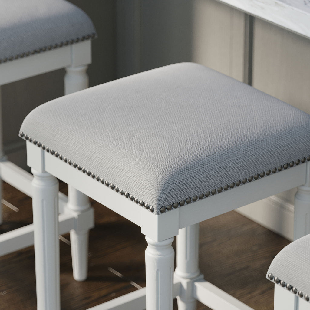 Square Stool With Upholstered Seat