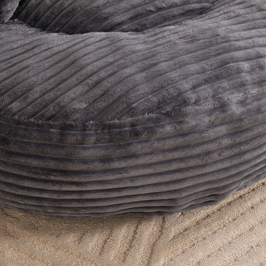 Oversized Bean Bag Chair With 3 Pillows & Armrest - Dark Gray