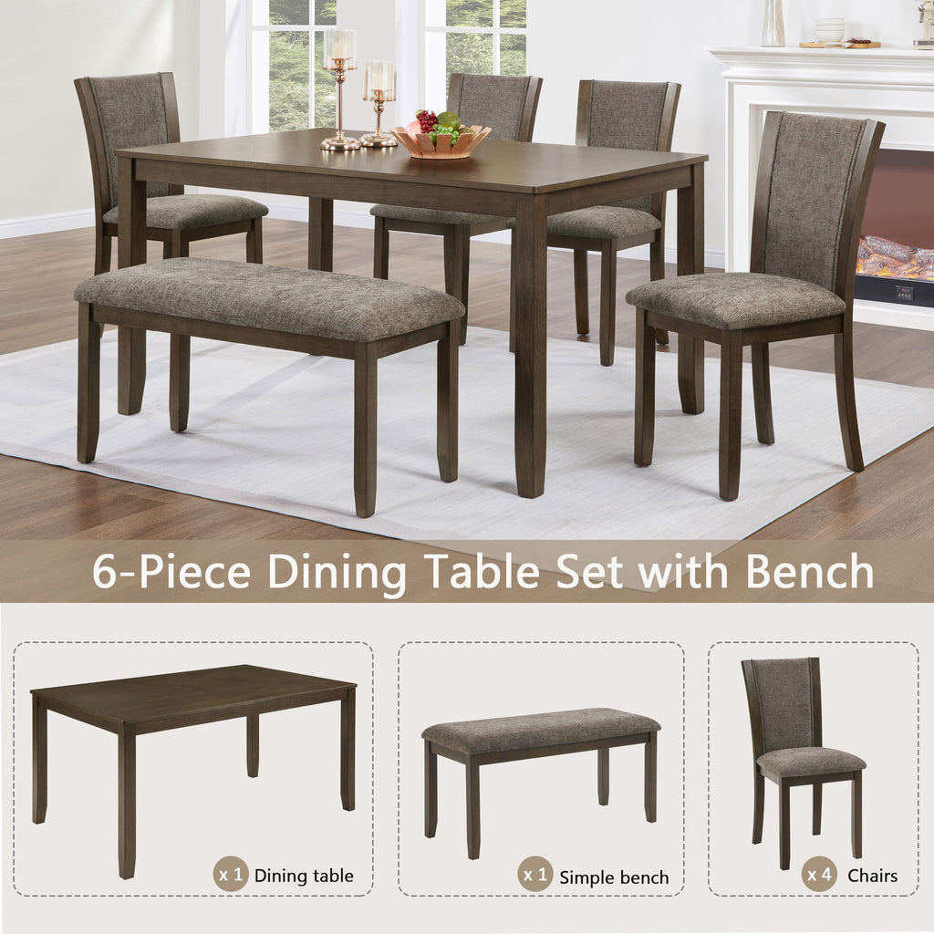 Dining Table Set With Upholstered Chairs, Rectangular Dining Table Set