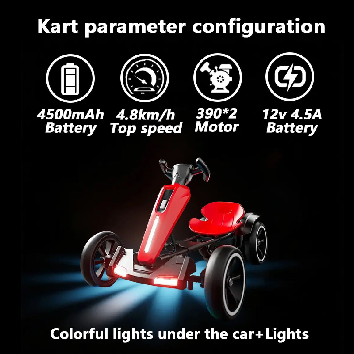 Electric Kids Pedal Go Kart With Adjustable Seat, Foldable Design
