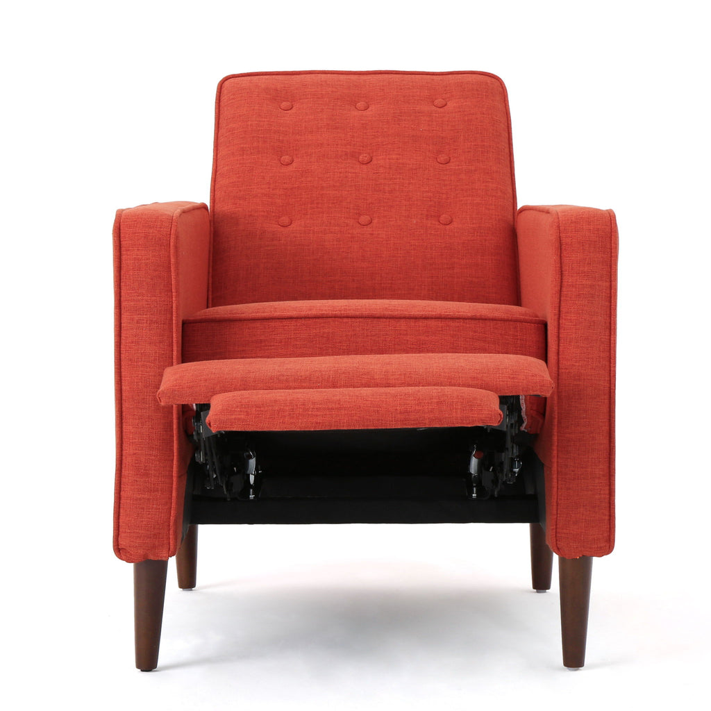 Mid-Century Modern Recliner With Button Tufted Waffle Stitch