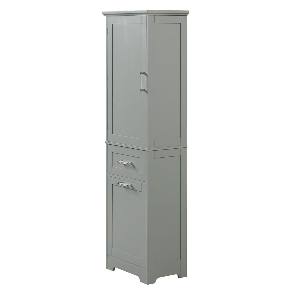 Tall Freestanding Bathroom Storage Cabinet With Adjustable Shelf And 2 Drawers