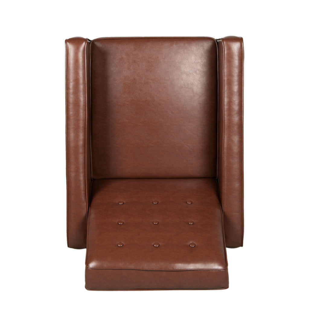 Mid-Century Modern Recliner With Button Tufted Waffle Stitch