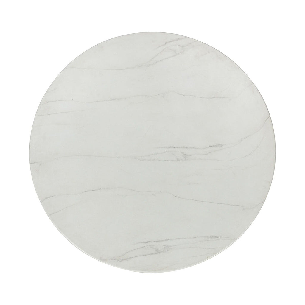 Caspia - 47" Outdoor Round Dining Table - Snowdrift White / Black