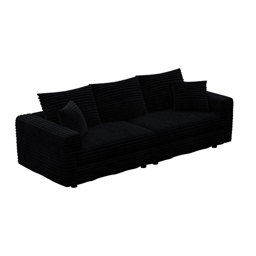 Deep Seat Convertible Sofa With Soft Pillows And Ottomans