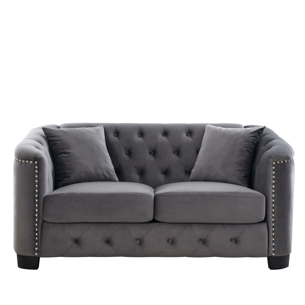 Modern Chesterfield Sofa With Tufted Backrest For Living Room