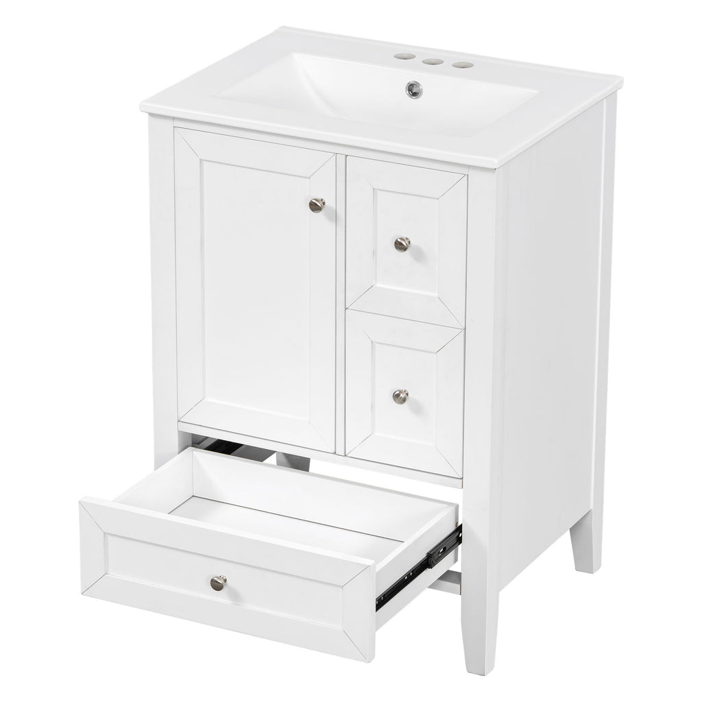 Modern Bathroom Vanity With Sink, Freestanding Cabinet With Drawers And Shelves