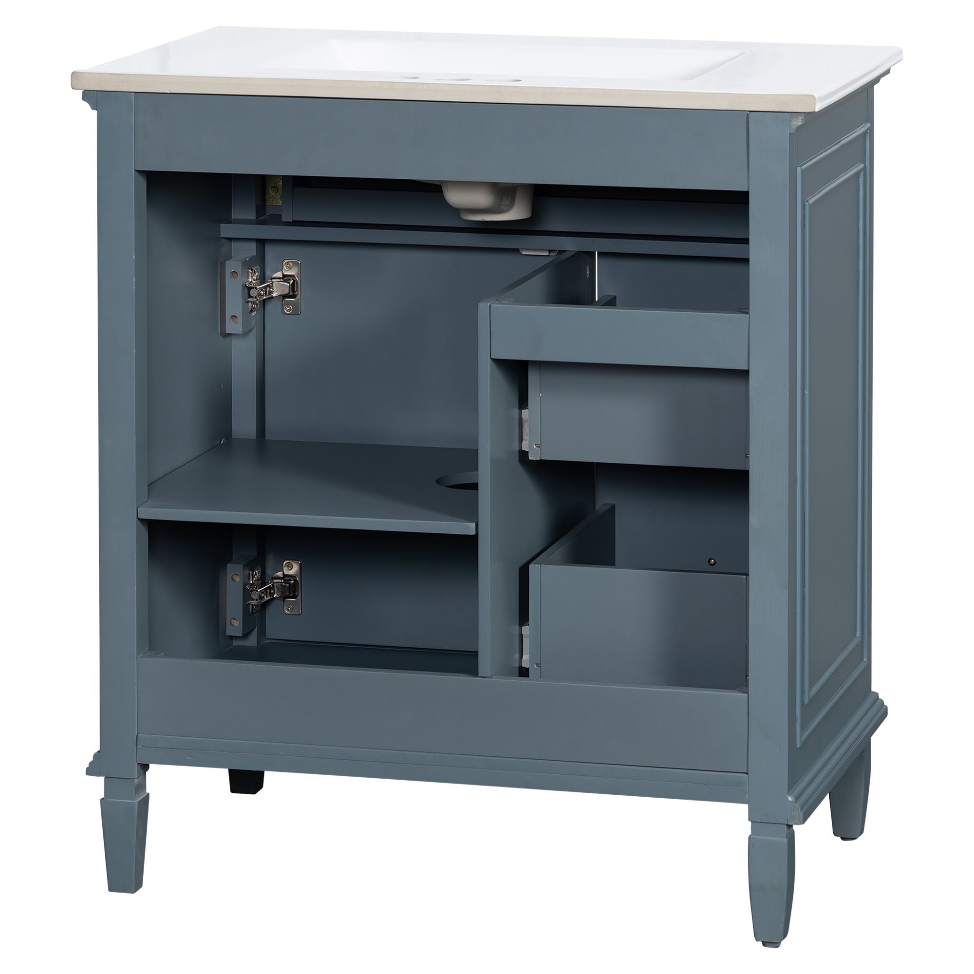 Modern Bathroom Vanity With Sink, Adjustable Shelf, Flip Drawer & 2 Drawers