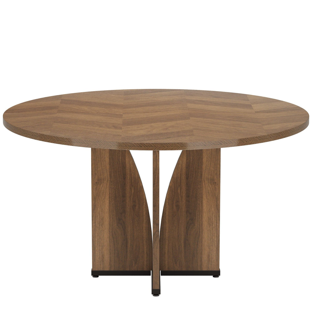Round Conference Table With X Base - Dark Brown