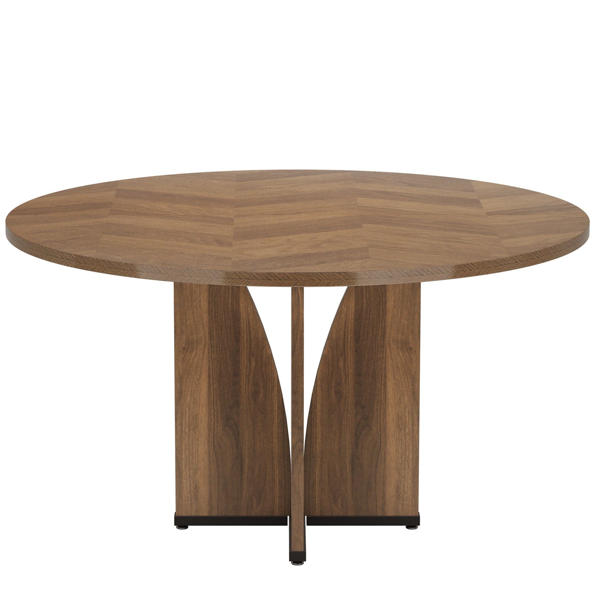 Round Conference Table With X Base - Dark Brown