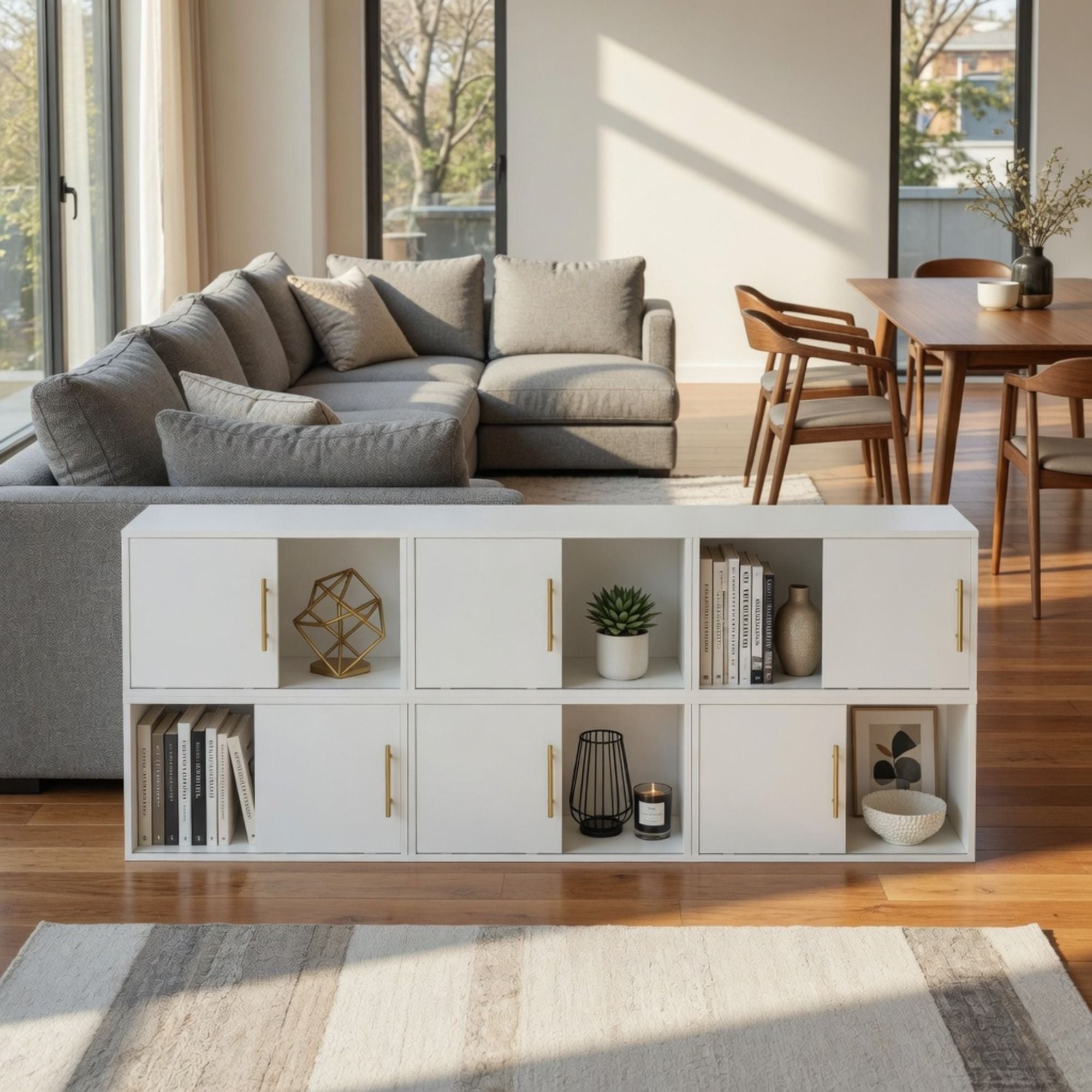 Cube Storage Organizer With Sliding Door Stackable Modular Bookshelf & Storage Cabinet - White
