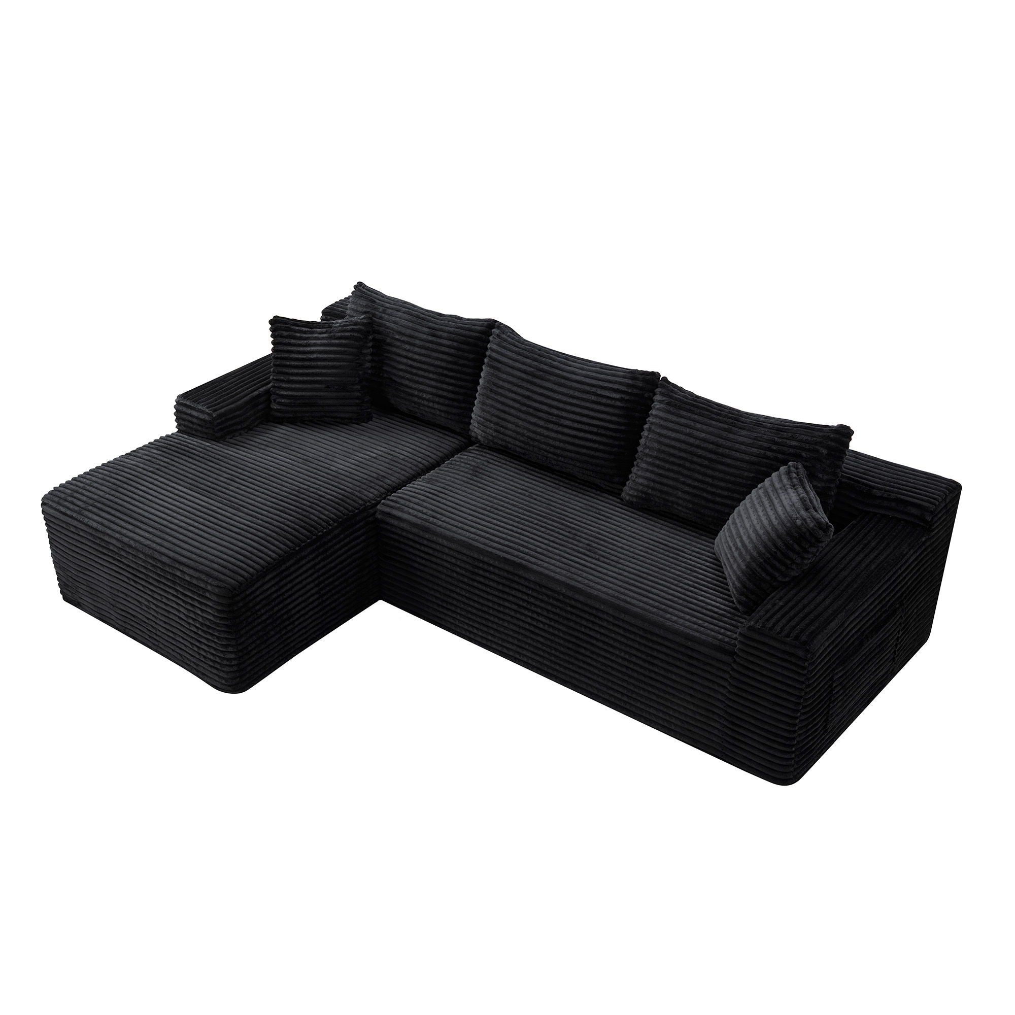 Cloud Modular Sectional Sofa Couch With L-Shape Chaise, Upholstered Couches For Living Room - Black
