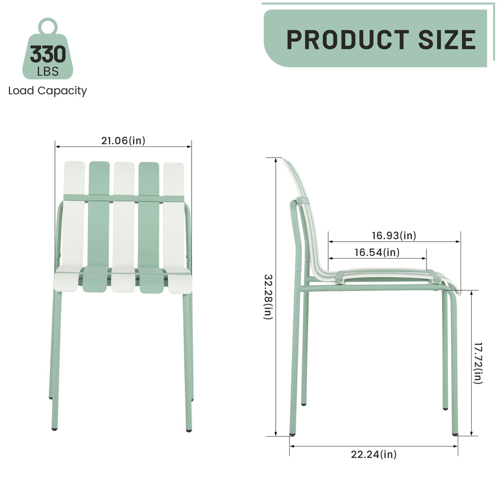 4 Piece Set Of Color Block Designed Single Chairs & Round Table - Cream White / Haze Green / White