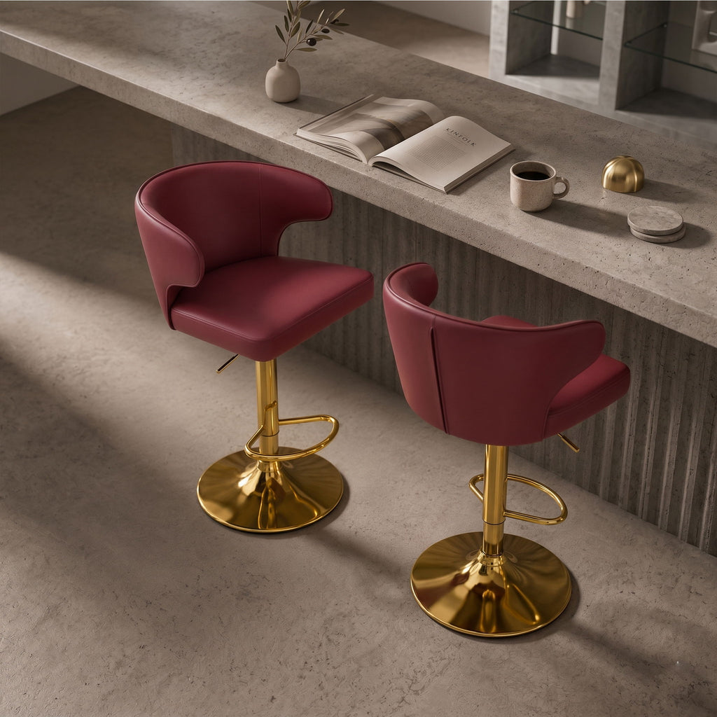 Adjustable Swivel Bar Chair With High Back Support
