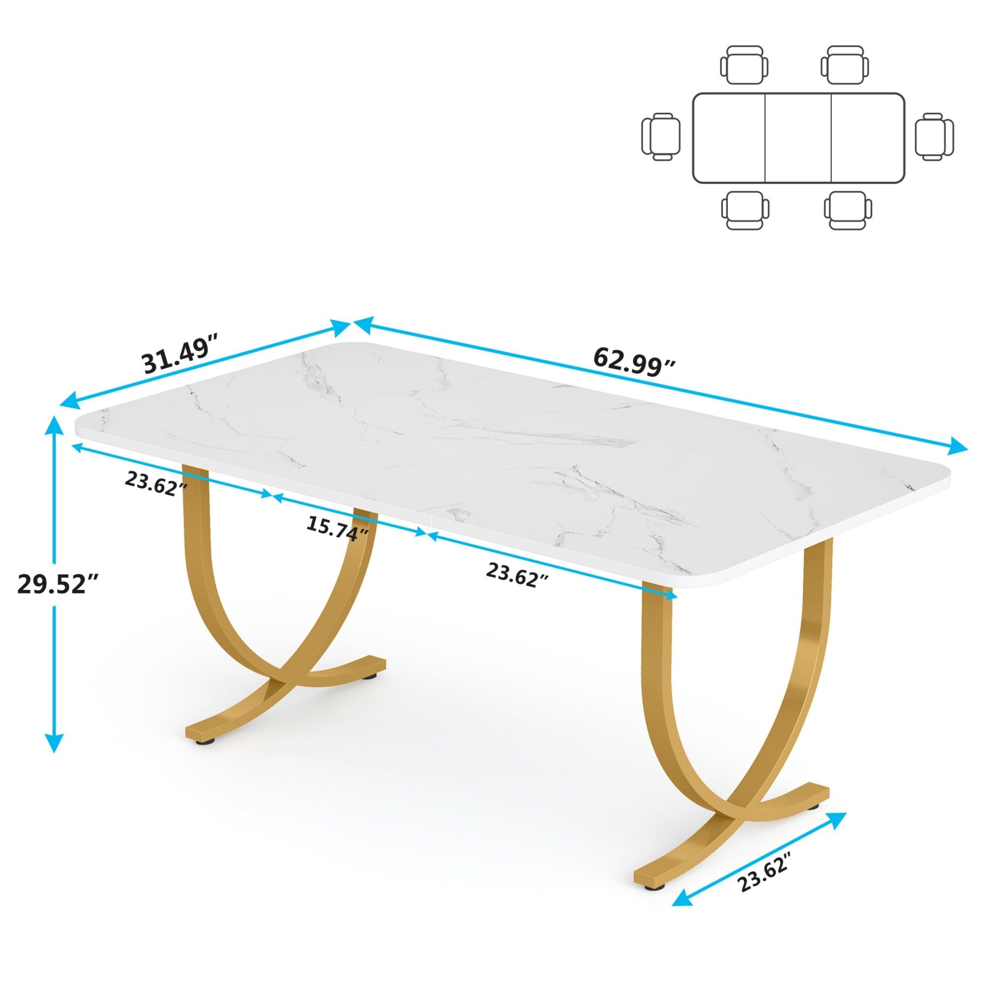 Executive Office Computer Desk For Home Office - White / Gold