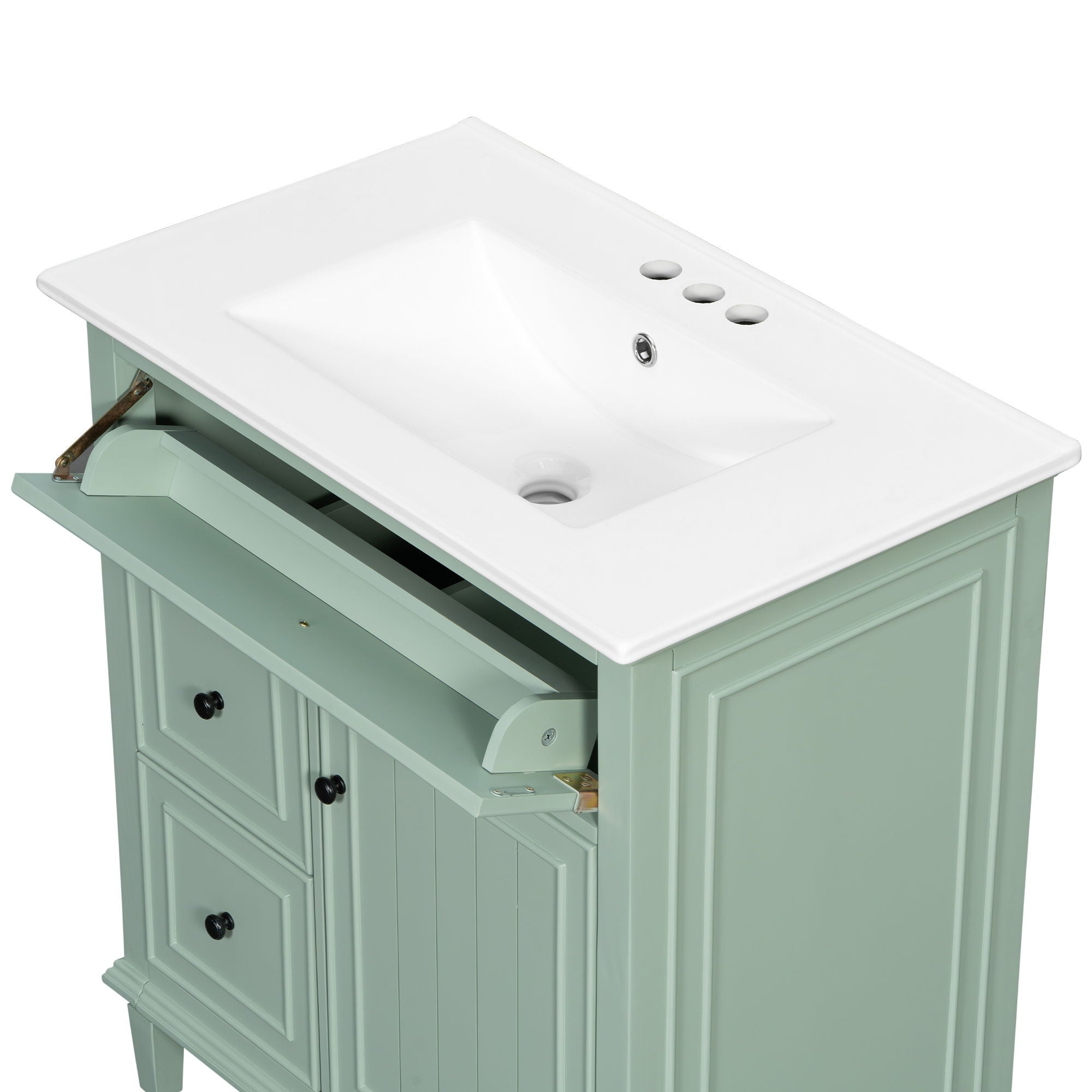 Modern Bathroom Vanity With Sink, Adjustable Shelf, Flip Drawer & 2 Drawers